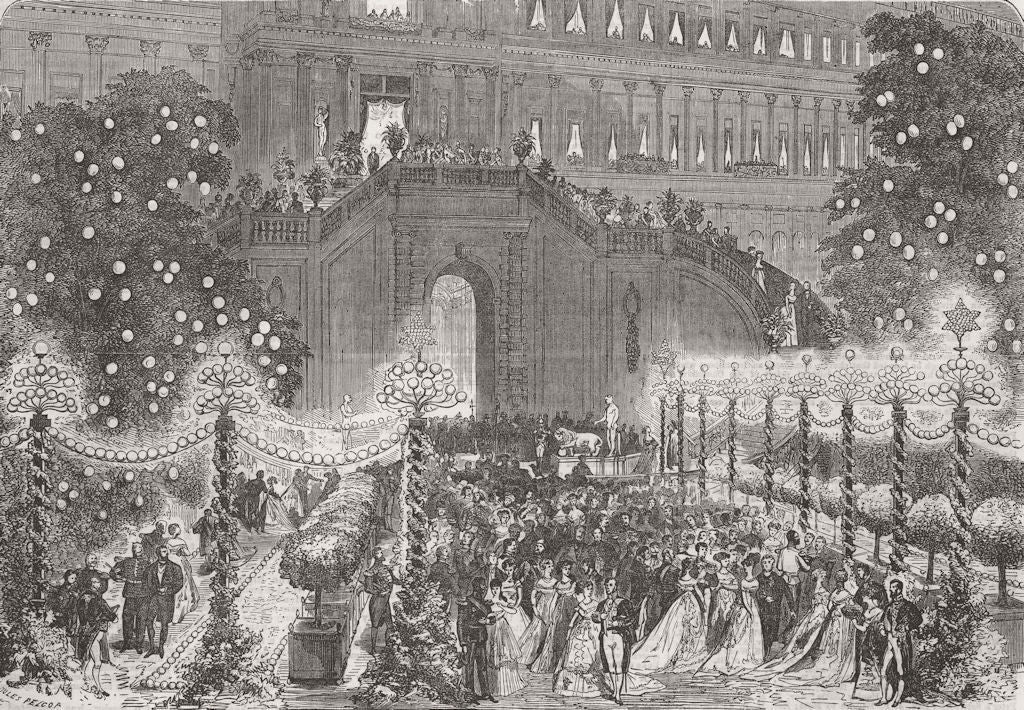 FRANCE. Tuileries, Ball for Tsar and Prussian King 1867 old antique print